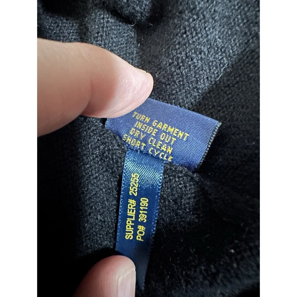 Polo Ralph Lauren Men's 100% Merino Wool Black Sweater Men's M Purple Pony